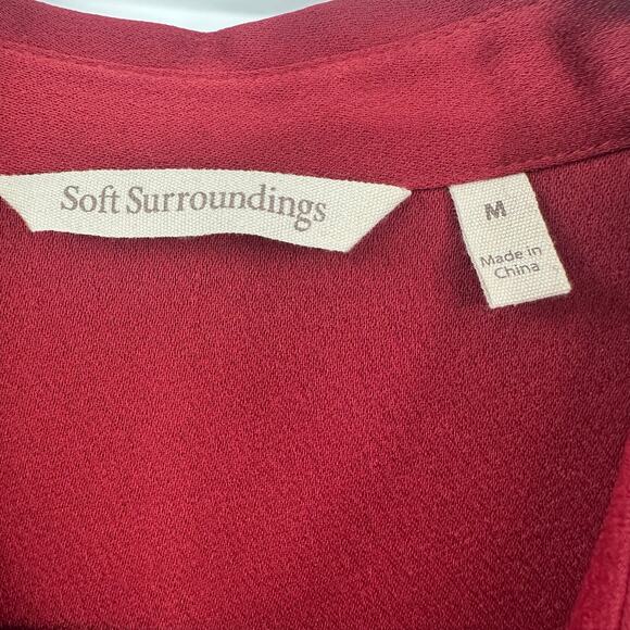 Soft Surroundings Size Medium Long Sleeve Button Down Blouse Top Shirt Red Jewel - Picture 5 of 6